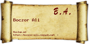 Boczor Ali névjegykártya
